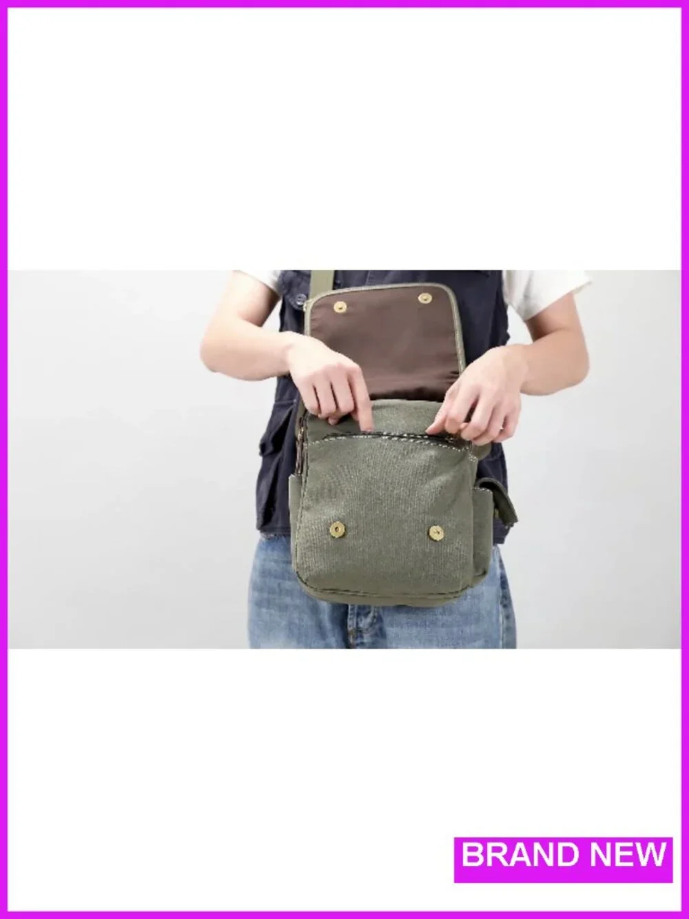 Canvas Messenger Bag Crossbody Shoulder Bag Vintage Multi-function Work Bag